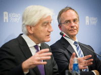 Minister of Economic Affairs Henk Camp (2nd L) held a press conference on February 9, 2015 in The Hague, Netherlands, announcing a cap on ga...