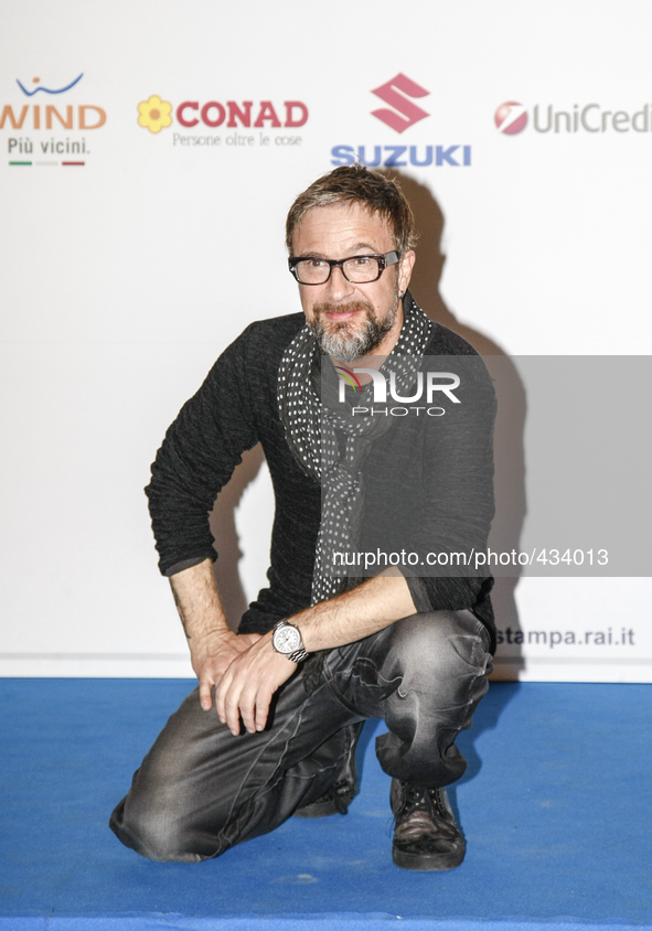 Marco Masini during a press conference at the Teatro Ariston of Sanremo, on February 12, 2015. 