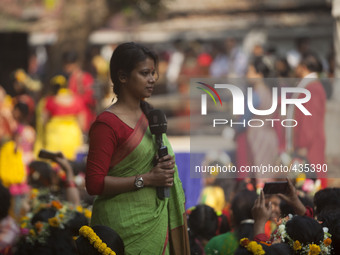 Bangladeshi female news presenter presented festival news during the 