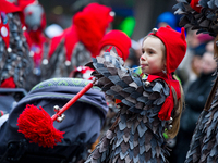 A young girl participates at the traditional Rose Monday carnival parade on February 16, 2015 in Freiburg Germany.  (