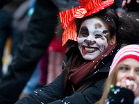 A spectator during the traditional Rose Monday carnival parade on February 16, 2015 in Freiburg Germany.  (