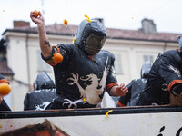 Battle of the Oranges at the Historical Carnival of Ivrea, near Turin, Italy on February 16, 2015.
During the event which marks the people'...