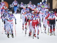 Therese Johaug from Norway (Center)  takes a lead, during Ladies 30km Mass Start Classic at FIS Nordic World Ski Championship 2015 in Falun,...