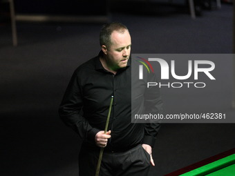 Gdynia, Poland 28th Feb. 2015 PTC Gdynia Snooker Polish Open 2015.  John Higgins faces Jamie Cope during second day of tournament at Gdynia...