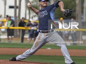 Tampa Bay Rays pitcher Alex Cobb (53) throws batting practice Saturday, February 28, 2015 at Charlotte Sports Park in Port Charlotte Florida...