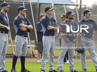Tampa Bay Rays players watch practice Saturday, February 28, 2015 at Charlotte Charlotte Sports Park in Port Charlotte Florida. Saturday was...