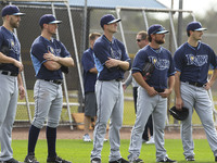 Tampa Bay Rays players watch practice Saturday, February 28, 2015 at Charlotte Charlotte Sports Park in Port Charlotte Florida. Saturday was...