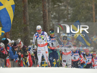(L-R) Nelson (NOR), Poltoranin (KAZ), Harvey (CAN), Vylegzhanin (RUS) in the lead of Men 50km Mass Start Classic  at FIS Nordic World Ski Ch...