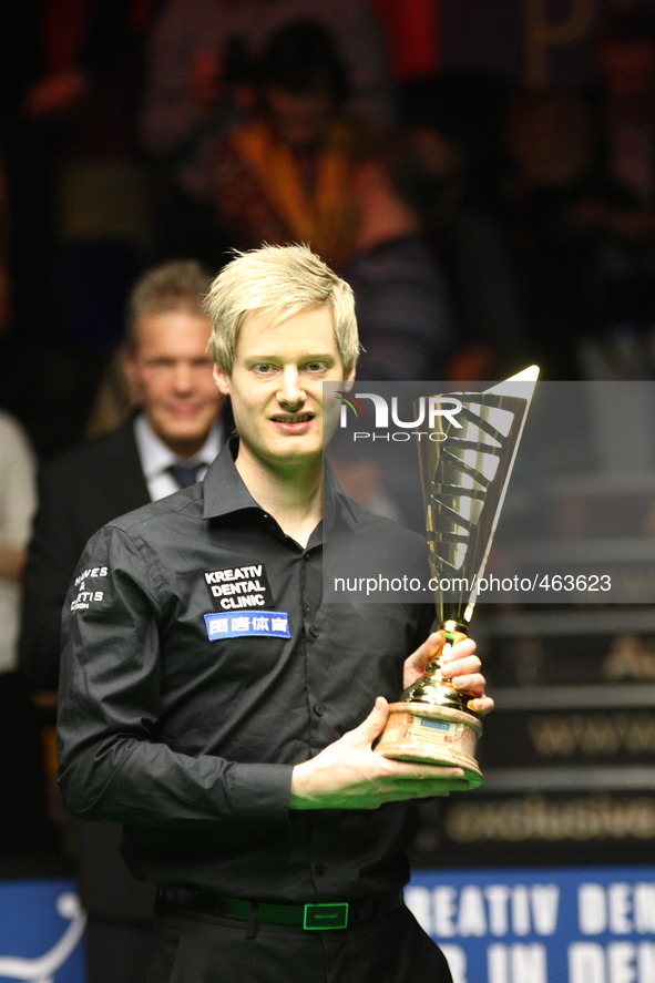 Gdynia, Poland 1st, March 2015 Neil Robertson wins final game of PTC Gdynia Snooker Polish Open 2015 against  Mark Williams and all the tour...