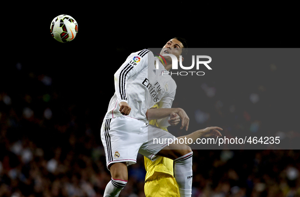 Real Madrid's Portuguese forward Cristiano Ronaldo during the Spanish League 2014/15 match between Real Madrid and Villarreal CF, at Santiag...
