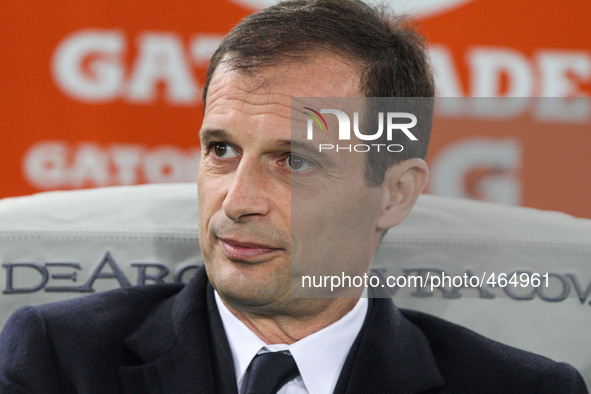 Juventus coach Massimiliano Allegri during the Serie A football match n.25 ROMA - JUVENTUS on 02/03/15 at the Stadio Olimpico in Rome, Italy...