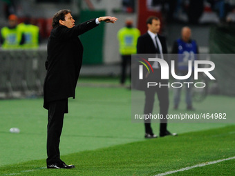 Garcia e Allegri during the Serie A match between AS Roma and Juventus FC at Olympic Stadium, Italy on March 02, 2015. (