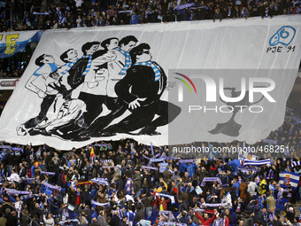 BARCELONA -march 04- SPAIN: Espanyol supporters in the match between RCD Espanyol and Athletic Club, for the second leg of the 1/2 final of...