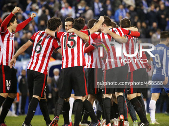 BARCELONA -march 04- SPAIN: Athletic club players celebration at the end of the match between RCD Espanyol and Athletic Club, for the second...