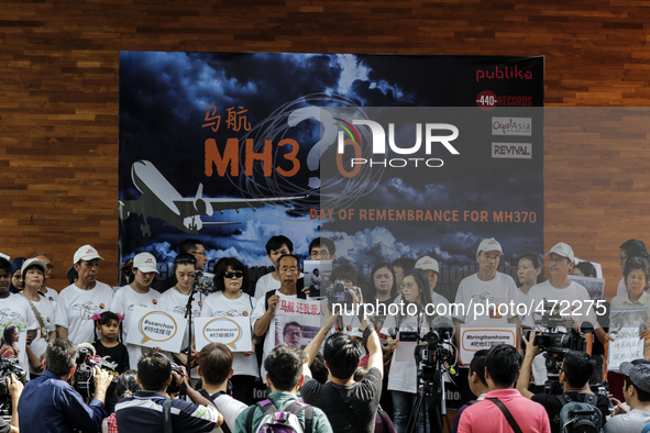 Relatives of the missing Malaysia Airline passenger participate in the Day of Remembrance for MH370 in Kuala Lumpur, Malaysia on 8 March 201...