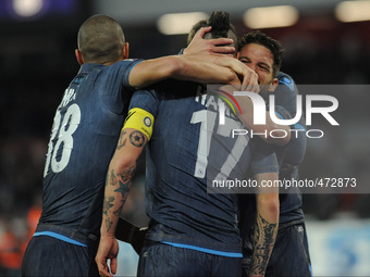 Marek Hamsik of SSC Napoli celebrates after scoring during the italian Serie A football match between SSC Napoli and FC Internazionale at Sa...
