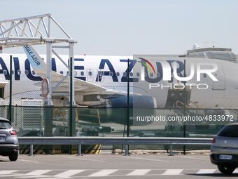 An Aigle Azur plane is waiting on the runway at Orly airport on September 6, 2019. French airline Aigle Azur says all its flights are cancel...