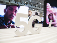 5G logo at the Samsung boot during the international electronics and innovation fair IFA in Berlin on September 11, 2019. (