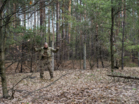 Volunteers and reserve soldiers are learning basics of enemy arrest at training center 'Patriot', Kyiv, Ukraine. 15 of March, 2015.  (Photo...