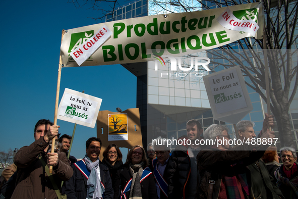 A gathering took place on March 17, 2015 in Paris to support the organic farmer and protest against the cut of 25 per cent cut from the stat...