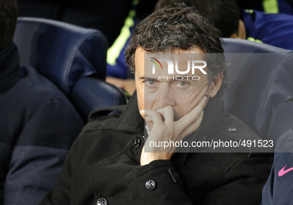 BARCELONA, SPAIN - MARCH 18:  Luis Enrique Martinez  during the UEFA Champions League round of 16 match between FC Barcelona and Manchester...