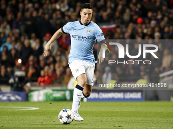 BARCELONA, SPAIN - MARCH 18: Samir Nasri during the UEFA Champions League round of 16 match between FC Barcelona and Manchester City at Camp...