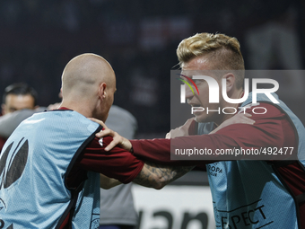 Maxi Lopez and Alexander Farnerud before the Europa League match between Torino FC and FK Zenit San Pietroburgo at Olympic Stafium of Turin...