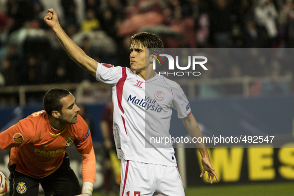 Denis Suarez, player of Sevilla FC, celebrates after scoring 2-1 during the match of Europa League (Round of 16, 2º leg) between Sevilla FC...