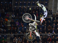 Maikel Melero, a Spanish FMX rider, during his qualification jump in the opening day of Diverse NIGHT of the JUMPs in Krakow's Arena. Krakow...
