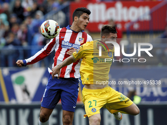Atletico de Madrid's Mexican forward Raul Jimenez during the Spanish League 2014/15 match between Atletico de Madrid and Getafe, at Vicente...