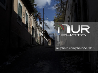 Damaged buildings on March 31, 2015, in L'Aquila. The sixth anniversary of the L'Aquila earthquake will be marked on 06 April 2015, commemor...