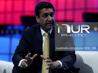 House of Representatives Representative Ro Khanna speaks during the annual Web Summit technology conference in Lisbon, Portugal on November...