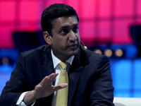 House of Representatives Representative Ro Khanna speaks during the annual Web Summit technology conference in Lisbon, Portugal on November...