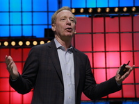  Brad Smith, President, Microsoft, speaks on ''The promise and peril of the digital age'' at Center Stage of Web Summit in Altice Arena on N...