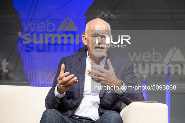 George Papandreou (Hellenic Parliament) speaks during day three of the Web Summit 2019 in Lisbon, Portugal on November 6, 2019. 