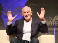 George Papandreou (Hellenic Parliament) speaks during day three of the Web Summit 2019 in Lisbon, Portugal on November 6, 2019. (