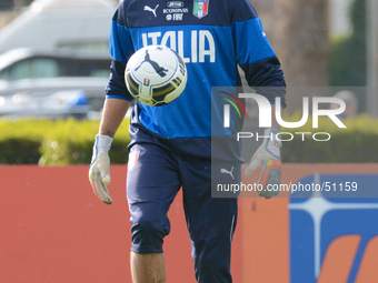 Perin of National Team during the training at Acqua Acetosa camp in Rome, Italy, on March 10, 2014. (