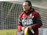 Prandelli, ct of Italian Team during the training at Acqua Acetosa camp in Rome, Italy, on March 10, 2014. (