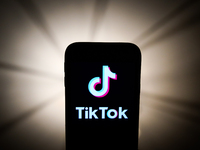 TikTok logo is seen displayed on a phone screen in this illustration photo taken in Krakow, Poland on November 20, 2019.  (
