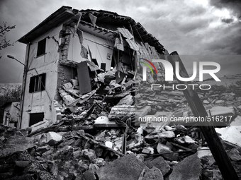 A building completely destroyed by the earthquake of April 6, in Onna Abruzzo, Italyon April 11, 2009 (