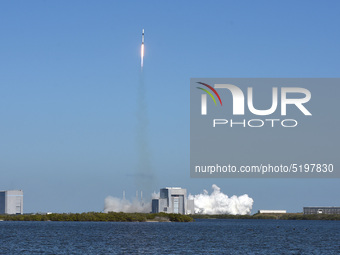 December 5, 2019 - Cape Canaveral, Florida, United States - A SpaceX Falcon 9 rocket carrying a Dragon cargo capsule with supplies for the I...