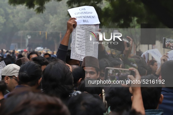 People protest against the citizenship amendment bill in New Delhi India on 10 December 2019 