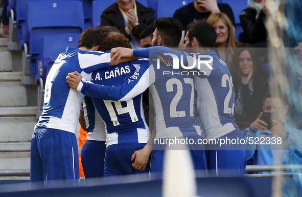 BARCELONA - april 12- SPAIN: RCD Espanyol celebration in the match between RCD Espanyol and Athletic Club, for the week 31 of the Liga BBVA,...