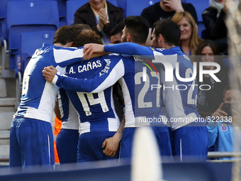 BARCELONA - april 12- SPAIN: RCD Espanyol celebration in the match between RCD Espanyol and Athletic Club, for the week 31 of the Liga BBVA,...