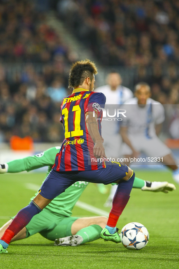 Neymar in the match between FC Barcelona and Manchester City, for the second leg of the round of 16 of the Champions League match at the Cam...