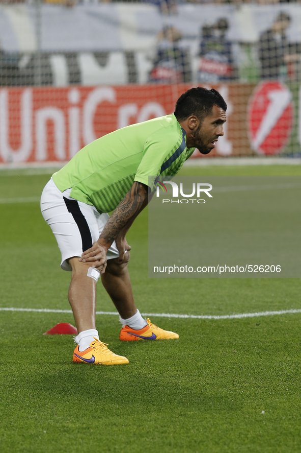 Carlos Tevez  before the start of the Champions Luague match between Juventus FC and AS Monaco at the Juventus Stafium of Turin  on april 14...