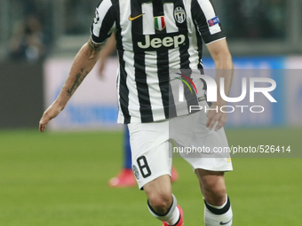 Claudio Marchisio during the Champions Luague match between Juventus FC and AS Monaco at the Juventus Stafium of Turin  on april 14, 2015 in...
