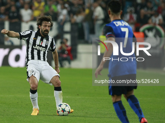 Andrea Pirlo and Nabil Dirar during the Champions Luague match between Juventus FC and AS Monaco at the Juventus Stafium of Turin  on april...