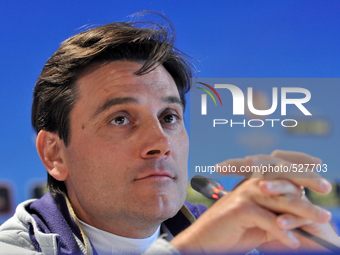 Fiorentina head coach Vincenzo Montella at a press conference at the Olympic Stadium in Kiev. Ukraine, Wednesday, April 15, 2015 FC Dynamo K...