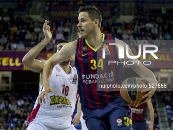 BARCELONA, SPAIN - April 15: FC Barcelona's Botjan Nachbar (34) in action during the Turkish Airlines Euroleague playoffs round 1 basketball...